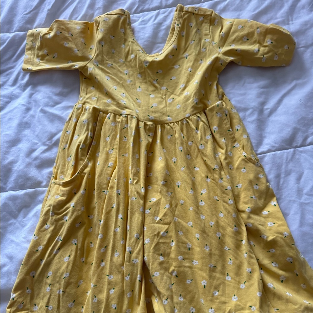 Hanna Andersson Yellow Floral Skater Dress size 110(5)